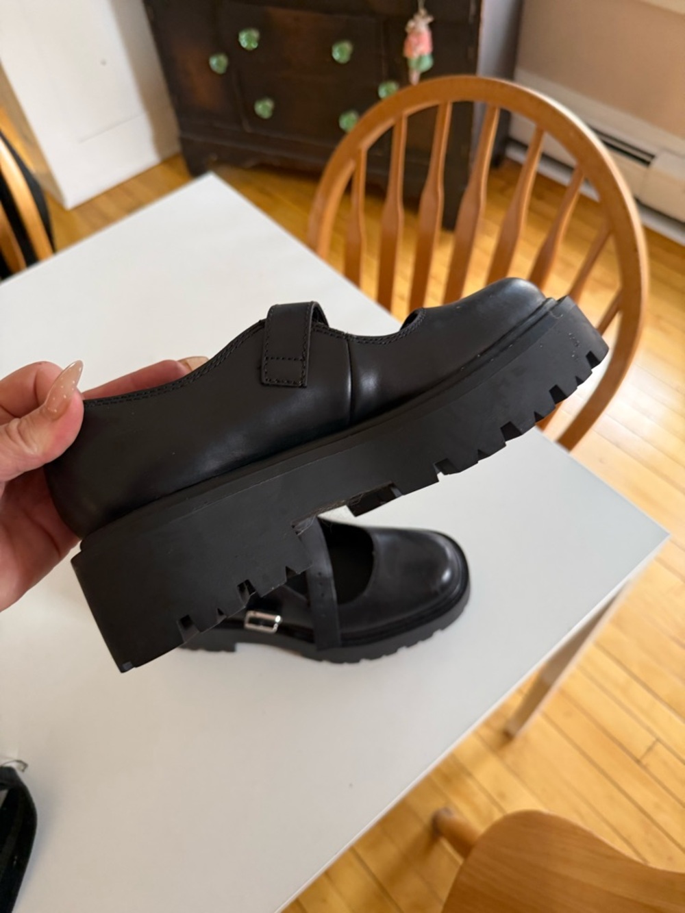 Aldo Black Platform Mary Jane Shoes with Chunky Lug Sole